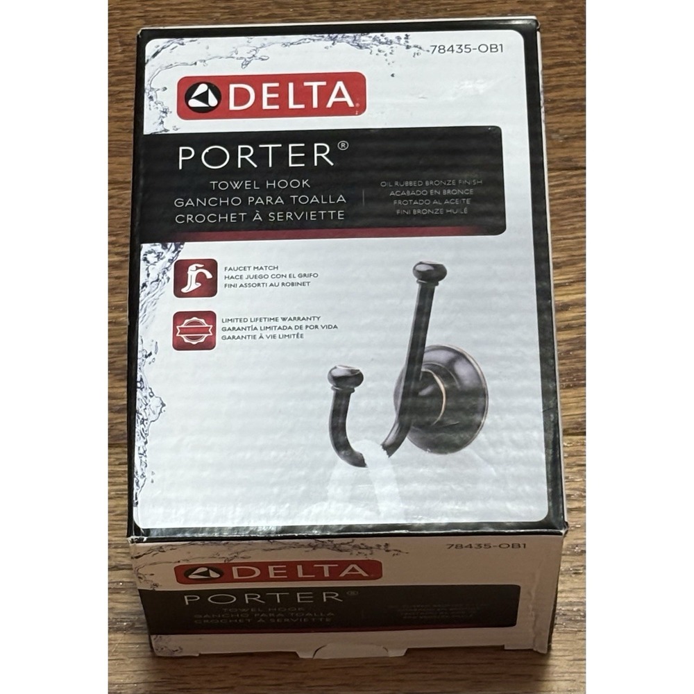 Delta 78435-OB1 Porter Multi-Purpose Robe Towel Hook, Oil Rubbed Bronze
